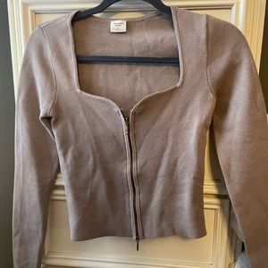 Abercrombie & Fitch  zip up tan sweater